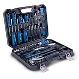 Scheppach Werkzeugkoffer TB90 gefüllt | 88-teiliges Werkzeug-Set | stabiler Transportkoffer | Biteinsätze & Schraubendreher aus hochwertigem Chrom-Vanadium-Stahl | inkl. Hammer, Zang