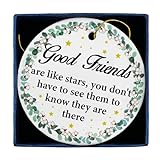 Freundschaftsgeschenke für Männer, Frauen, Freunde, beste Freundin, Keramik-Ornament, gute Freunde sind wie Sterne, Zitat, rund, Keramik-Ornament, Andenk