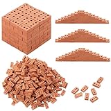 Woohome 100 Stück Mini Simulation Ziegel, 1:16 Mini Scale Ziegel Miniatur Ziegelsteine Backsteine Ziegelsteine für DIY Puppenhaus Ziegel Diorama Fairy Garten Dekoration (3 Loche Ziegelrot)