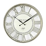 Riviera Maison Uhr Silber, Wanduhr rund, Uhr Wand, küchenuhr - Fifth Avenue Clock - Aluminium gefertigt mit Glas - ∅45