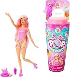 BARBIE Pop Reveal Fruit - Überraschungspuppen mit 8 fruchtigen Überraschungen, inklusive beweglicher Barbie-Puppe mit Erdbeerlimonadenduft und Squishy-Hündchen, ab 3 Jahren, HNW41