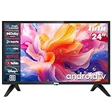 TuTu 24 Zoll Smart TV Fernseher HD Android TV Dolby Audio Triple Tuner(DVB-T2/S2/C) Google Play Store YouTube Netflix DAZN Google Assistant WiFi Bluetooth, 720p