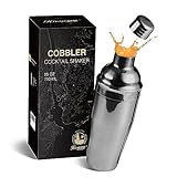 KITESSENSU Cobbler Cocktail-Shaker – 680 ml Martini-Shaker mit Sieb – Premium 18/8 Edelstahl Getränke-Mix-Shaker mit Rezeptheft – Schw