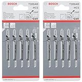 Bosch Professional 5 x Stichsägeblatt T 101 AO Clean for Wood (für weiches Holz, Kurvenschnitt, Zubehör Stichsäge) (Packung mit 2)