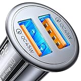 AINOPE USB Zigarettenanzünder Adapter, KFZ USB Ladegerät [Dual QC3.0 Port] 36W/6A Ladegerät für Auto Mini Metal Legierung Schnellladung Kompatibel mit iPhone 12/11/XS/XR, Note 9/Galaxy S10/S9,