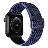 iBazal Geflochtenes Solo Loop Nylon Band Kompatibel mit Apple Watch Armband 38mm 40mm 41mm Ersatz für iWatch Serie SE/SE 2 Series 9 8 7 6 5 4 3 2 1 - Mitternachtsblau 38/40/41