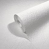 marburg Tapete Weiß Struktur Putzoptik für Wohnzimmer Schlafzimmer Made in Germany 10,05 x 0,53