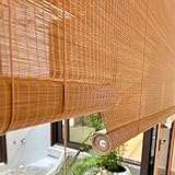 Bambusrollo Outdoor,Natürliche Bambusrollo Holzrollos Seitenzugrollo Lichtfilterung Sonnenschutz Anti-UV für Teehaus Restaurant Garten Balkon (140x130cm(55x51in))