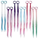 Haar-Accessoires für Party-Kostüm, bunter Farbverlauf, Kunstfaser-Zöpfe mit Clips, Clip-in-Haarverlängerung, zwölf Paar Ombré-Regenbogen-H