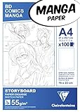 Clairefontaine 94037C Manga Block Storyboard (ideal für Zeichen von Manga und Multitechniken, DIN A4, 21 x 29,7 cm, 100 Blatt, 55 g, mit einfachem Raster) weiß