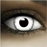 FXCONTACTS Farbige Kontaktlinsen Halloween weiß VAMPIR, 2 Stück (1 Paar), Ohne Sehstärke, leicht einzusetzende weiße Linsen, 2 x farbig weisse Kontaktlinse für Cosplay, Karneval, Fasching