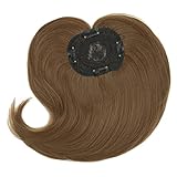 IMISSU Langer Clip in Toupetes Haarteil Verlängerung Toupee Topper Wiglet Top Dünnes Haar für leichten Haarausfall Volumen (Gelbbraun)