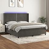 HOMEELIKE Boxspringbett mit Matratze & LED Dunkelgrau 180x200 cm S