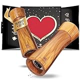 BUTLERBELL® Englisch | Salz und Pfeffermühle Holz in Luxus Geschenkbox mit Herz ideal als Hochzeitsgeschenk | Geschenke zur Hochzeit | Hochzeitsgeschenke für Brautpaar | Einweihungsgeschenk (Cupidon)