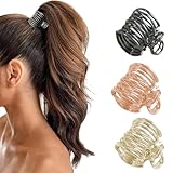 Irikdescia 3 Stück hohe Pferdeschwanz-Clips, Haarspangen aus Metall für verbesserte Frisur, modische Haar-Accessoires, hohe Pferdeschwänze(Champagner Gold, Roségold, Schwarz)