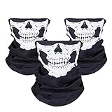 JTDEAL [3 Stück] Motorrad Totenkopf Maske, Sturmmaske, Skull Skelett Maske für Motorrad Fahrrad Ski Halloween, Schw