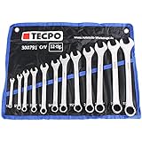 TECPO Maul Ringschlüssel Satz SW 1/4' - 15/16' Zoll Werkzeug Schlüssel Maulschlüssel 12-teilig
