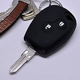 Silikon Soft Case Schutz Hülle Auto Schlüssel 2 Tasten Schwarz kompatibel mit Dacia Dokker Sandero Duster Lodgy Logan Renault Clio Twing