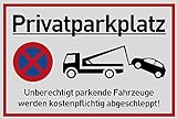 Privatparkplatz Schild 2 Stück Parken Verboten Warnschilder 20 x 30 cm unberechtigte parkende Fahrzeuge werden kostenpflichtig abgeschleppt, Parkplatz Schilder Privatgrundstück