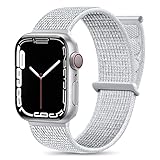 Maledan Nylon Armband Kompatibel mit Apple Watch Armband 44mm 38mm 42mm 40mm 41mm 45mm 49mm, Verstellbare Sport Armband Kompatibel mit iWatch Series 8 7 6 5 4 3 2 1 SE, 38mm/40mm/41mm, Weiß