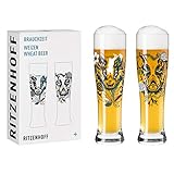Ritzenhoff 3481004 Weizenbierglas 500 ml – 2er Set – Serie Brauchzeit Set Nr. 4 – 2 Stück mit mehrfarbigem Digitaldruck
