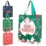 TULEBOLIAN 4 Stück Weihnachtstüten,Wiederverwendbare Einkaufstaschen,Geschenktaschen zum befüllen mit Griff,für Weihnachten,Dekorationen,Vliesstoff,Party