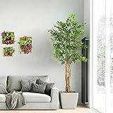 YOLEO Kunstpflanze Birkenfeige 180cm Ficus Benjamini Künstliche Pflanzen echt aussehend für Balon Schlafzimmer Büro Garten Hochzeit Party D
