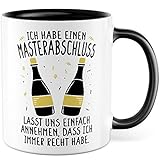 Masterabschluss Tasse Geschenk zum Abschluss Kaffeetasse Master Geschenkidee Humor Mastertitel Studium Kaffee-Becher Uni Glückwunsch Hochschule Student S