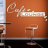 DESIGNSCAPE® Wandtattoo Retro Café Lounge mit Kaffeebohnen | Farbe: braun | Größe: klein (40 x 20 cm)