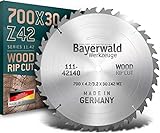 Bayerwald - HM Kreissägeblatt - Ø 700 mm x 4,2 mm x 30 mm | Wechselzahn (42 Zähne) | grobe, schnelle Zuschnitte - Brennholz & Holzwerkstoffe | für Tischkreissägen, Formatkreissäge & Wippkreissäg