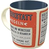 Nostalgic-Art Retro Kaffee-Becher, 330 ml, Werkstattregeln – Geschenk-Idee für Handwerker, Keramik-Tasse, Vintage Design mit Sp
