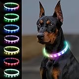 Joytale Hundehalsband Leuchtend, LED Hundehalsband USB Aufladbar Regendicht, Schneidbar Silikon Leuchthalsband Hund Leuchtend mit 9 Leuchtmodi für Kleine Mittlere Große H