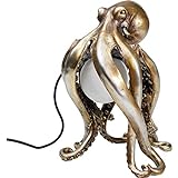 Kare Design Tischleuchte Animal Octopus Gold, Tischlampe, indirektes Licht, kugelrunden Leuchtenschirm aus weiß getöntem Glas, Leuchtmittel nicht inklusive, 34x22x25,5