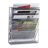 Relaxdays Zeitschriftenhalter Wand, Prospekthalter A4, Zeitschriften Wandhalter, Metall, 10.5 x 32.5 x 40.5 cm, silb