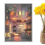 Yatlouba Leuchtende Wandmalerei, 3-Modus-LED-Dekor, Stadtnachtansicht, Beleuchtetes Bild mit Stadtnachtansicht für Wohnzimmer, Schlafzimmer, Arbeitszimmer, Kinderzimmer, Eingangsb