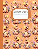 Composition Notebook: For Preschoolers, Story Paper Journal with Picture Space, Draw and Write, Grades K-2, Dotted Midline with Outer Smiling Cute Dinosaur, Workbooks for Toddlers, Boys & G