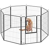 PawHut Welpenlaufstall 8-eckig Welpenauslauf mit 8 Gitterplatten Tür Erdspießen flexibel faltbar Schutzplane Freilaufgehege 100cm hoch Hundelaufstall für Hund Katze Welpengitter für drinnen drauß