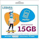 Lebara Hello! M Prepaid SIM-Karte | Handy-Tarif ohne Vertrag | inkl. Allnet Flat Minuten & SMS in alle dt. Netze + 15 GB LTE + 250 Minuten ins Ausland + EU-Roaming