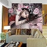 3D Tapete Wandbild Japanischer Schönheitssalon Tattoo Restaurant Bekleidungsgeschäft Wandbild Auf Hintergrund TV Wandbild Tapete Wohnzimmer die fototapete 3d Vlies wandbild Schlafzimmer-400cm×280