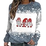 YCBMINGCAN Damen-Sweatshirt mit Weihnachtsmotiv und Schneemann-Print, lässig, langärmelig, Rundhalsausschnitt, lockerer Pullover Fairtrade Damen Bekleidung (C-Dark Gray, XXXXXXL)