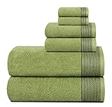GLAMBURG Ultra Soft 6er-Pack Baumwoll-Handtuch-Set, enthält 2 übergroße Badetücher 70 x 140 cm, 2 Handtücher 40 x 60 cm und 2 Waschbetten 30 x 30 cm, Kiwi grü