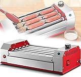 Edelstahl-Hot-Dog-Walzenmaschine, gewerblicher Wurstgrillkocher, 0-250 Temperaturregelung, mit Ölwanne, für Food Street, Snackbar, Restaurant (3 Röhren) (5 Röhren)