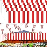 Preboun 10 Stück Karneval Zelt Zirkus Karneval hängende Dekorationen rot und weiß gestreift Wimpel Banner Karneval Banner Karneval Flaggen Dreieck Wimpelkette Flagge für Halloween Geburtstag Zirk