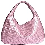 Große Hobo-Tasche Aus Gewebtem PU-Leder Für Damen, Tragegriff Oben, Weiche Handtasche, Schultertasche (Color : E)