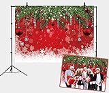 2,1 x 1,5 m Weihnachts-Fotohintergrund Rot Frohe Weihnachten Hintergrund Weihnachtsbaum Hintergrund für Schneeflocke Bokeh Foto Hintergrund Studio R