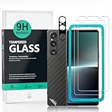 Ibywind schutzfolie kompatibel mit Sony Xperia 1 V 5G（6.5 Zoll）, mit 2 Stück gehärtetem Glas-9H Härte, 1 Stück Metall Kamera Schutzfolie,1 Stück Carbon Fiber Folie für die Rück