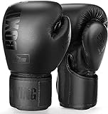 Boxhandschuhe für Damen und Herren, Boxing Training Gloves,geeignet für Boxen, Kickboxen, gemischte Kampfsportarten, Thai, MMA, Kampftraining (Schwarz, 10oz)