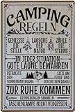 30 x 20 cm Blechschild - Camping Regeln - lustiger Spruch, Deko Schild, Lebensweisheit, Camping-Platz und Zeltplatz Reg