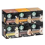STARBUCKS Probierset, White Cup Variety Pack by Nescafé Dolce Gusto Kaffeekapseln 6 x 12 (72 Kapseln) - Exklusiv b