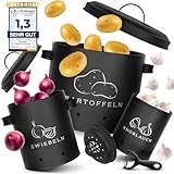 TWOBERRY Kartoffel Aufbewahrungsbox [3er Set] inkl. Sparschäler- längere Haltbarkeit durch 360° Luftzirkulation - Zwiebel , & Knoblauch Aufbewahrung Kü